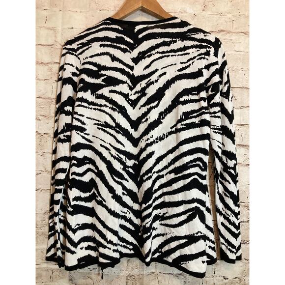 Fontana Top Womens Large Santana Knit Zebra Animal Print Layered Front Zip - Picture 13 of 14